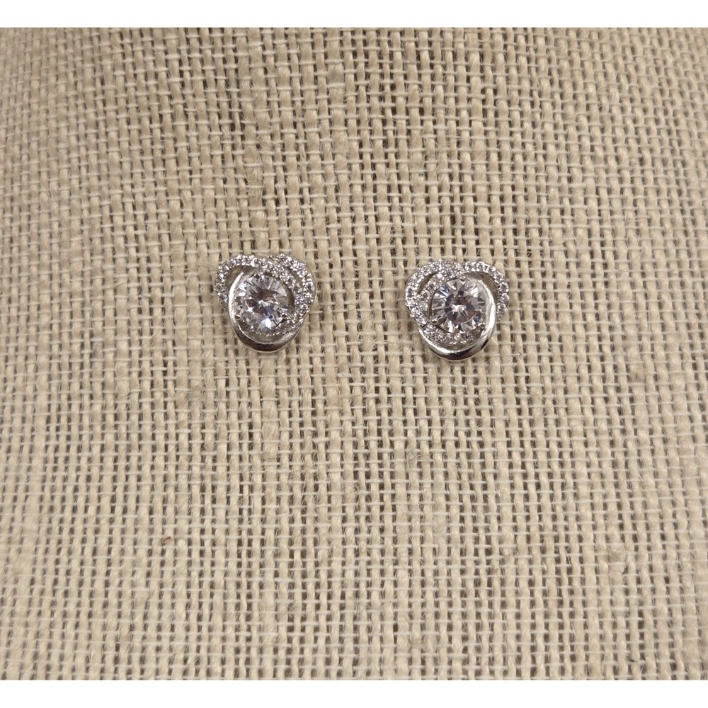 Beautiful Sterling Silver IBB Stud Earrings Crystal‎